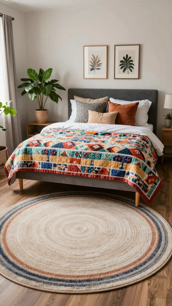 10 Bedroom Rug Placement Ideas So Your Space Always Looks Right - 6. Play with Shapes 1