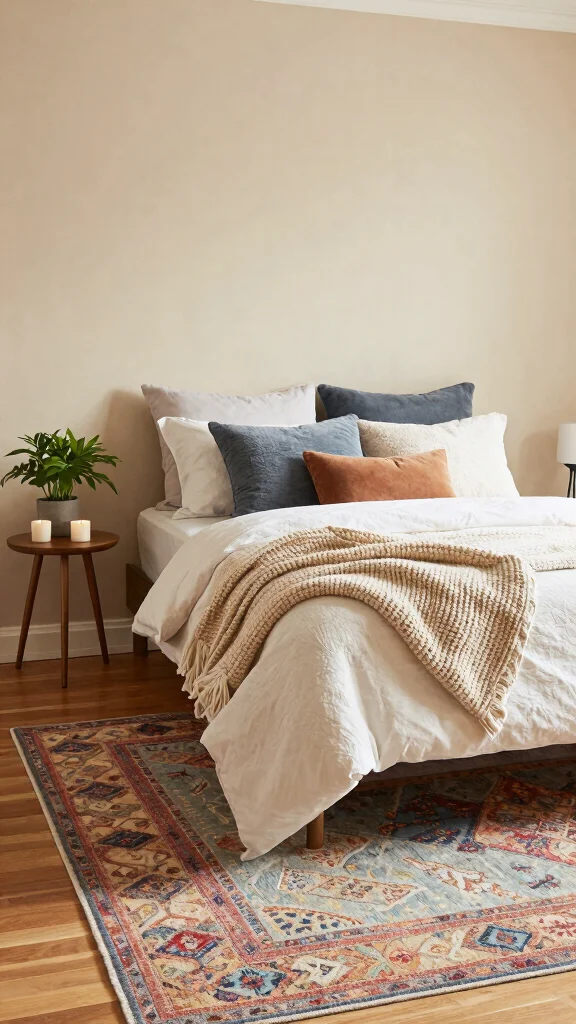 10 Bedroom Rug Placement Ideas So Your Space Always Looks Right - 7. Layering with Textiles 1