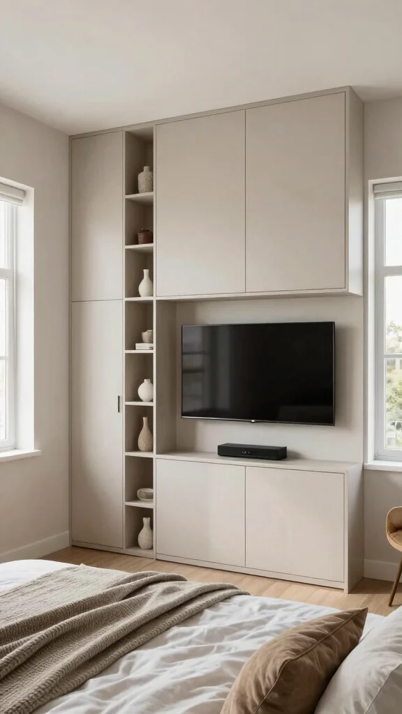 10 Bedroom TV Unit Design Ideas for a Clean, Built-In Look - 2. Blending with Built-In Cabinets 1