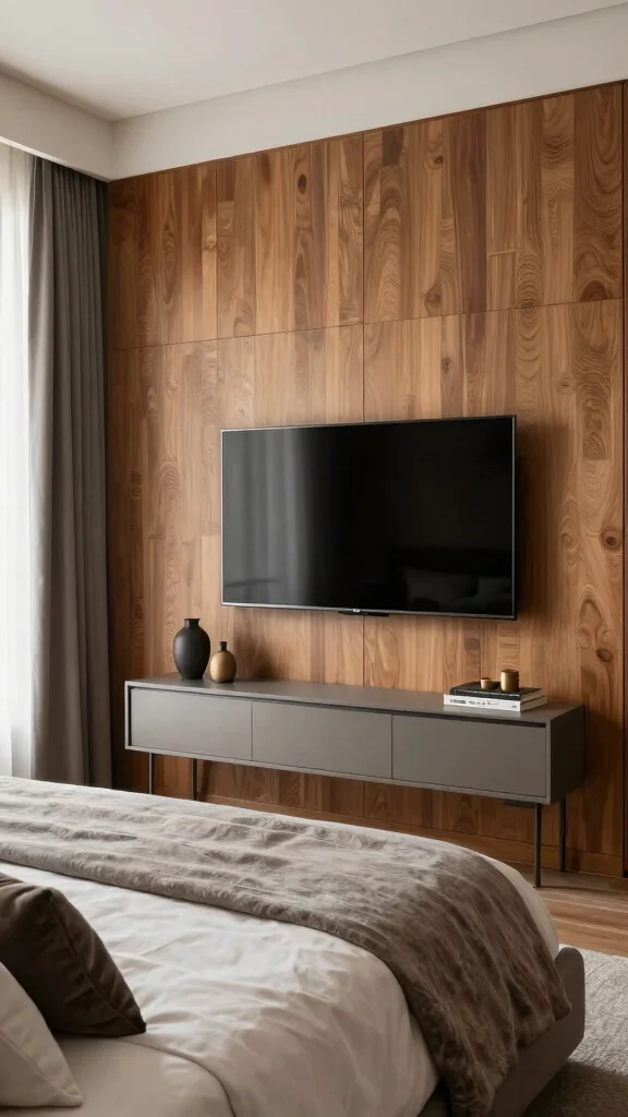 10 Bedroom TV Unit Design Ideas for a Clean, Built-In Look - 5. Textured Accent Walls 1