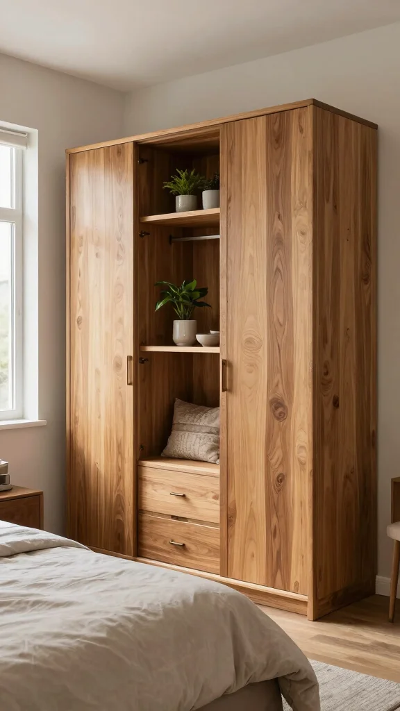 10 Built-In Wardrobe Ideas for Bedrooms That Look Custom - 8. Natural Wood Elegance 1