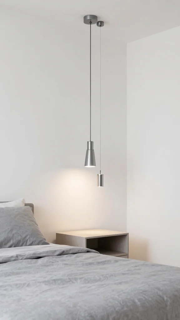 10 Hanging Light Ideas for Bedrooms That Replace Bedside Lamps - 5. Minimalist Metal Pendants 1