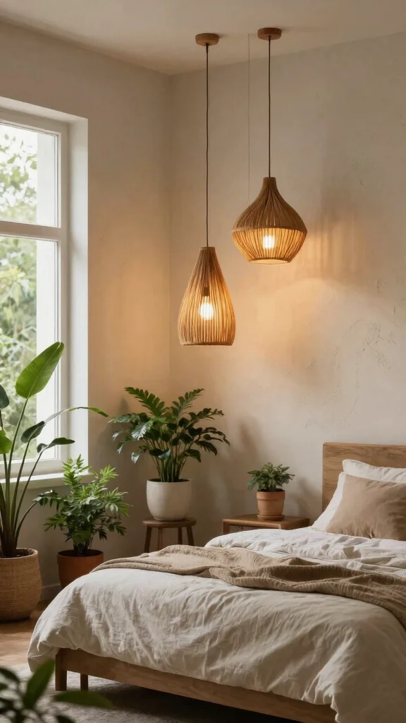 10 Hanging Light Ideas for Bedrooms That Replace Bedside Lamps - 7. Nature-Inspired Lighting 1