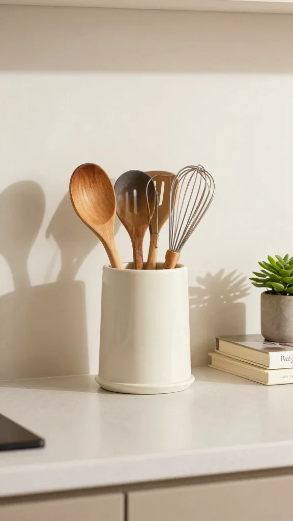 10 Kitchen Countertop Decor Ideas That Keep Things Tidy and Stylish - 8. Stylish Utensil Holders 1