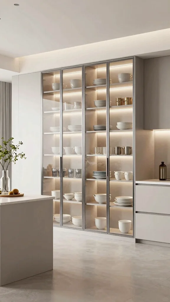 10 Kitchen Glass Cabinet Ideas for an Open, Elegant Feel - 2. Full-Height Glass Cabinets for a Stunning Statement 1