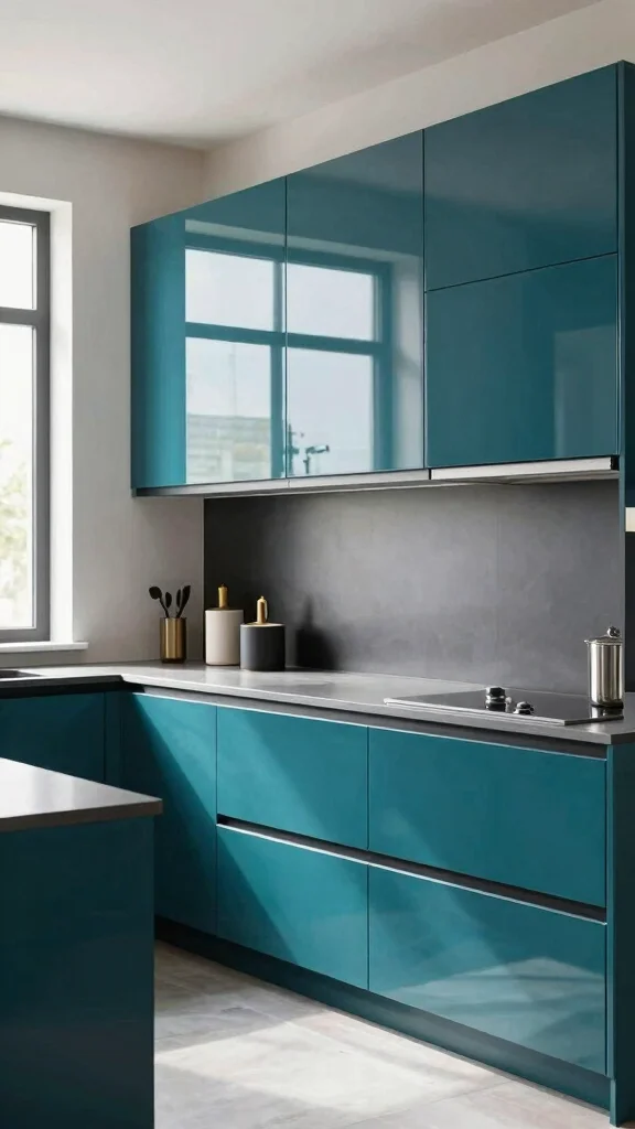 10 Kitchen Glass Cabinet Ideas for an Open, Elegant Feel - 9. Glossy Glass Finishes for a Contemporary Edge 1
