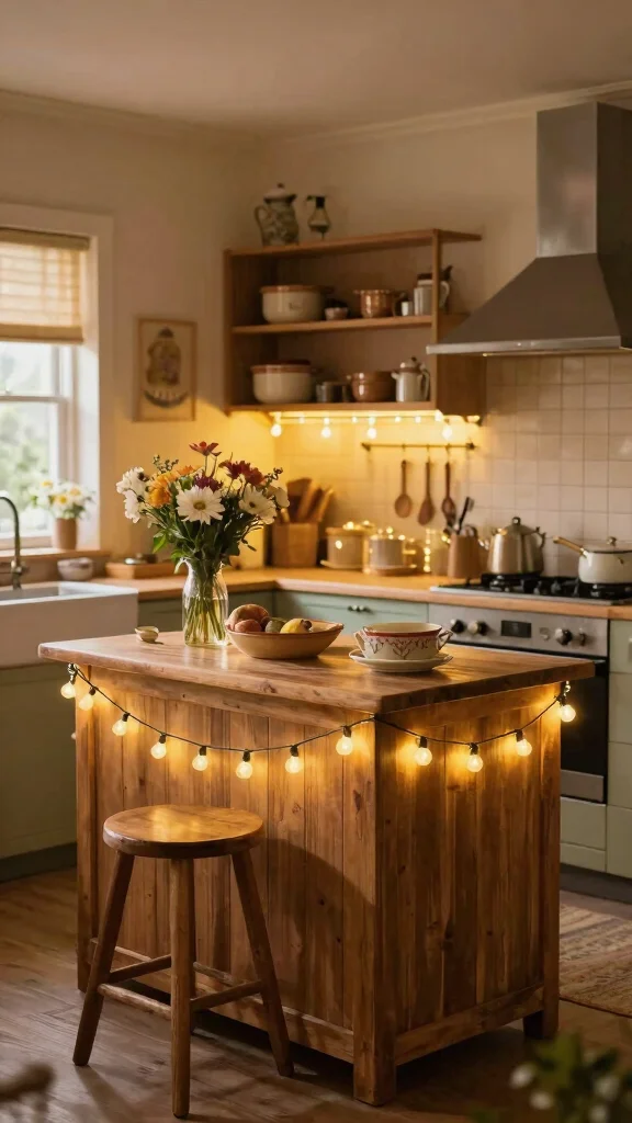 10 Kitchen Island Lighting Ideas That Make a Statement - 10. Vintage-Inspired String Lights 1