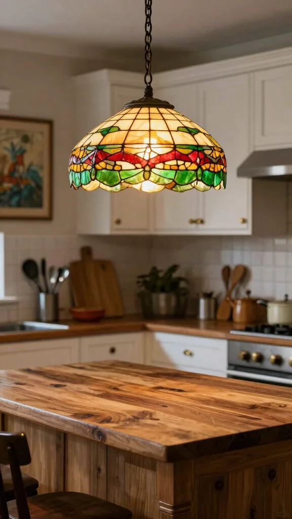 10 Kitchen Island Lighting Ideas That Make a Statement - 4. Vintage-Inspired Tiffany Lamps 1