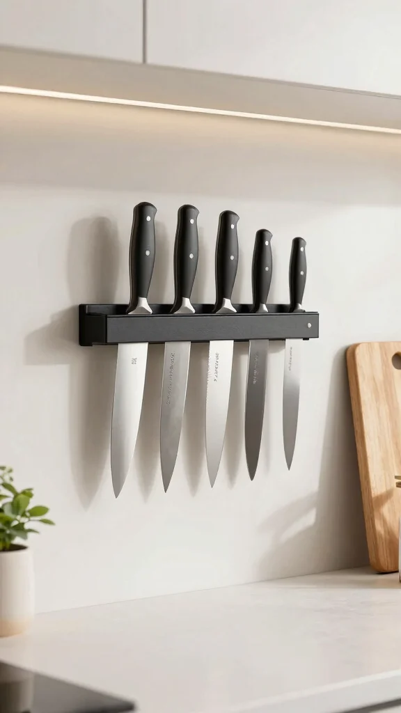 10 Kitchen Knife Organizer Ideas That Keep Your Counter Clear - 1. Magnetic Knife Strip 1