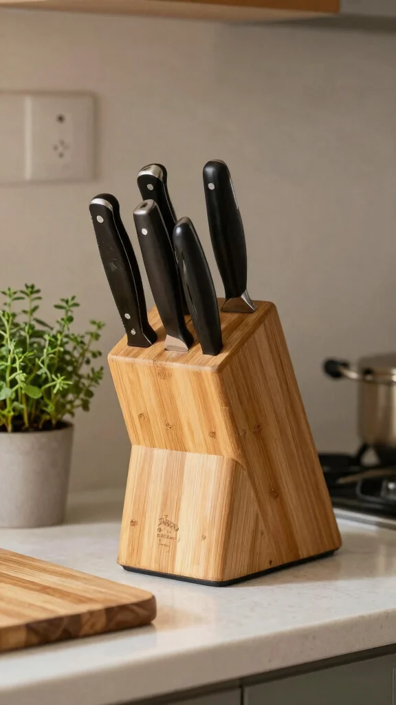 10 Kitchen Knife Organizer Ideas That Keep Your Counter Clear - 2. Bamboo Knife Block 1