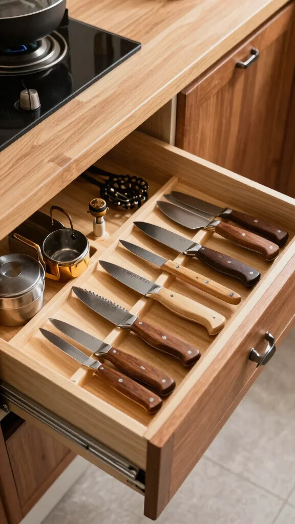 10 Kitchen Knife Organizer Ideas That Keep Your Counter Clear - 3. Drawer Knife Organizer 1