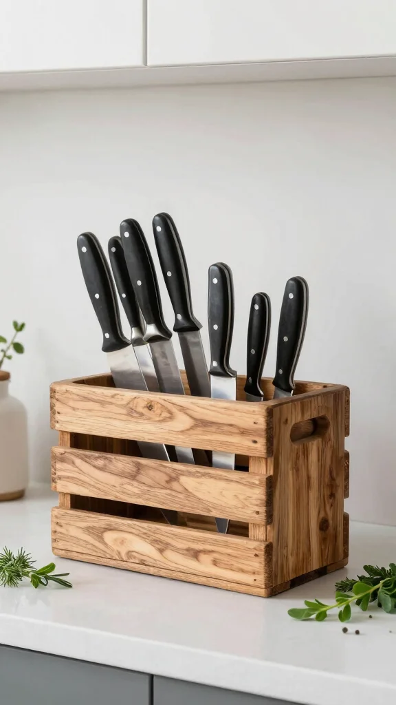 10 Kitchen Knife Organizer Ideas That Keep Your Counter Clear - 8. Upcycled Knife Holder 1
