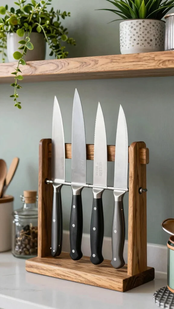 10 Kitchen Knife Organizer Ideas That Keep Your Counter Clear - 9. Hanging Knife Rack 1