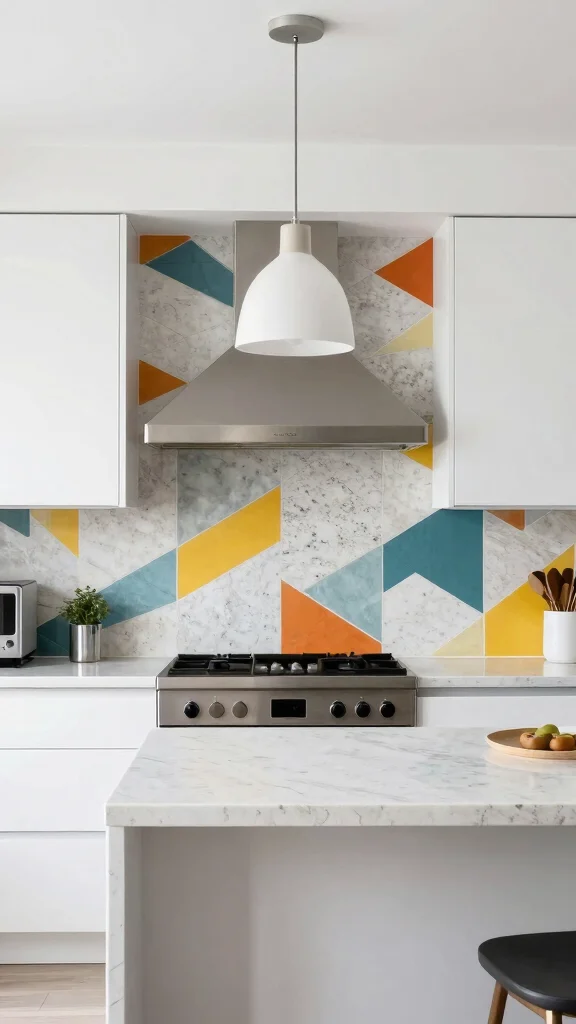 10 Kitchen Quartz Backsplash Ideas for a Seamless, Clean Look - 8. Geometric Patterns for a Trendy Twist 1