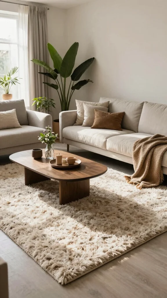 10 Living Room Rug Placement Ideas That Make the Space Look Bigger - 10. Incorporating Textures with Rugs 1