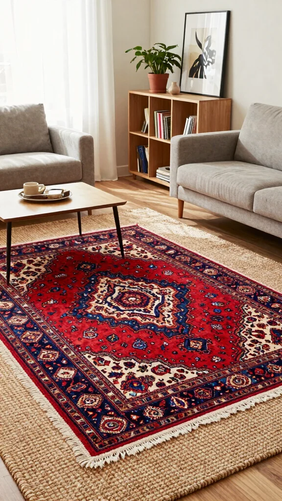 10 Living Room Rug Placement Ideas That Make the Space Look Bigger - 2. Layering Rugs for Visual Interest 1