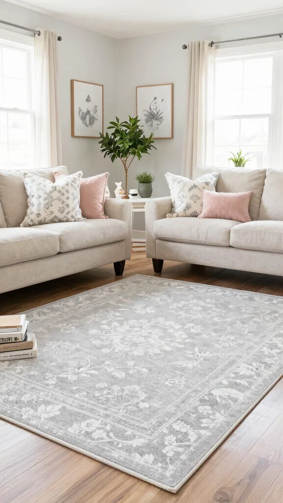 10 Living Room Rug Placement Ideas That Make the Space Look Bigger - 6. Color and Pattern Play 1