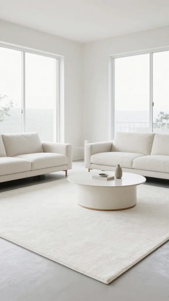 10 Living Room Rug Placement Ideas That Make the Space Look Bigger - 7. Minimalist Choices for Small Spaces 1