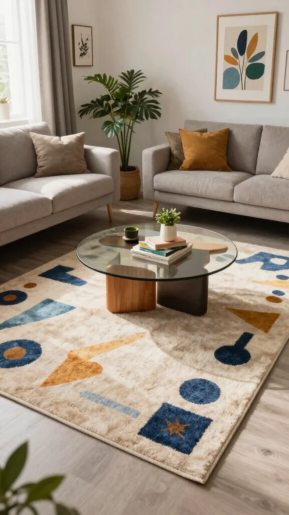 10 Living Room Rug Placement Ideas That Make the Space Look Bigger - 9. Off-Center Rug Placement 1