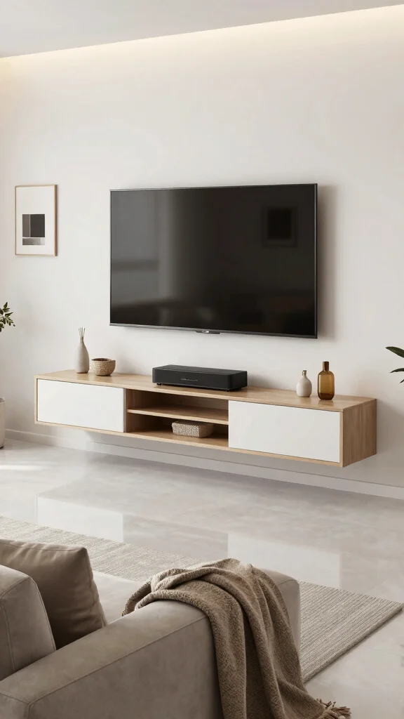 10 Living Room TV Stand Ideas That Keep Things Tidy and Stylish - 3. Floating TV Stand 1