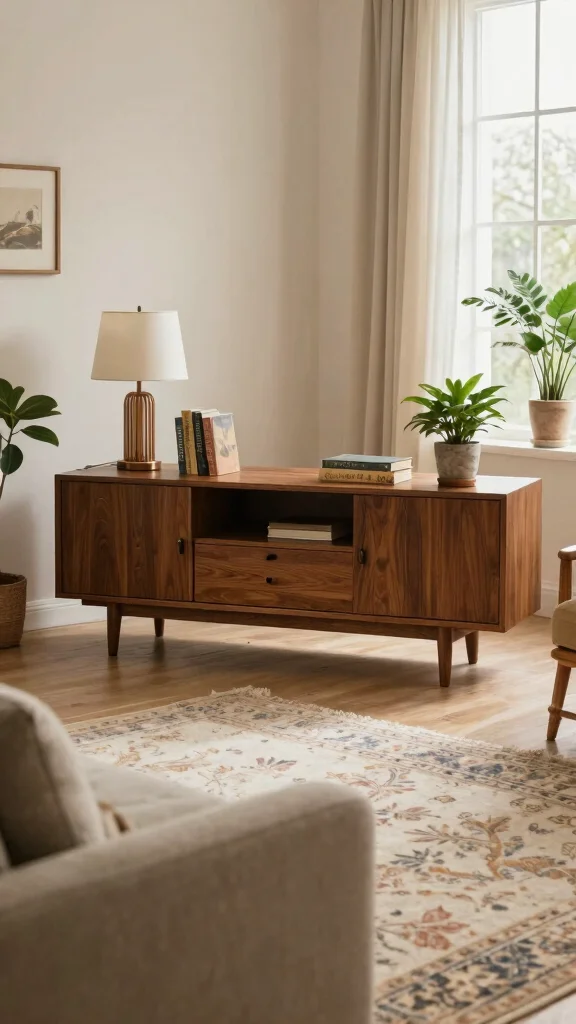 10 Living Room TV Stand Ideas That Keep Things Tidy and Stylish - 5. Vintage Vibes 1