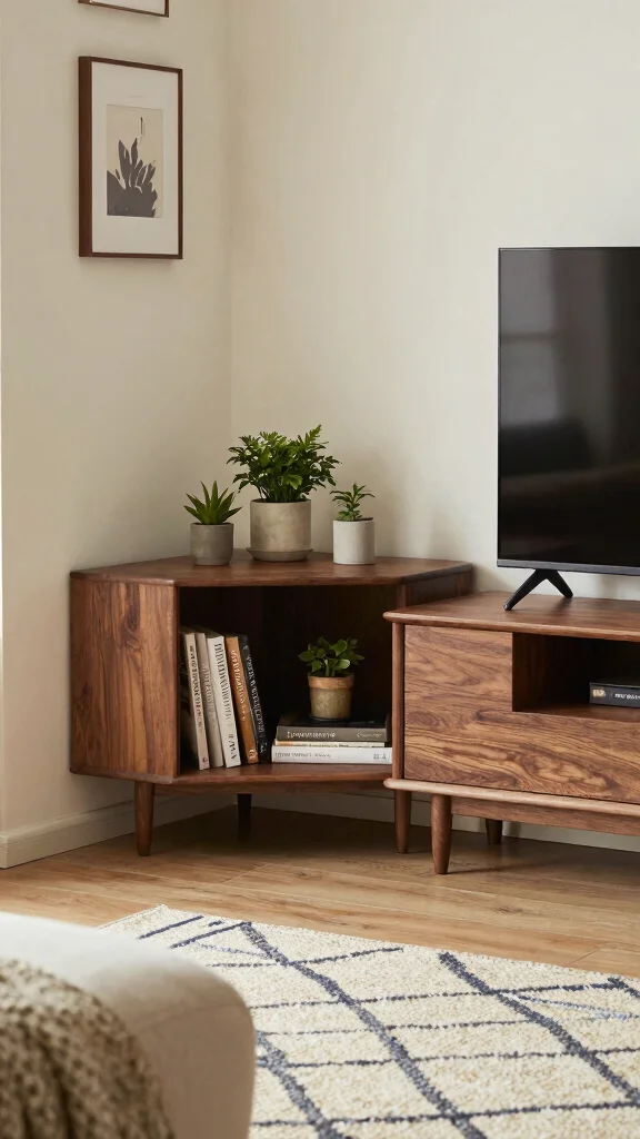 10 Living Room TV Stand Ideas That Keep Things Tidy and Stylish - 8. Corner TV Stands 1