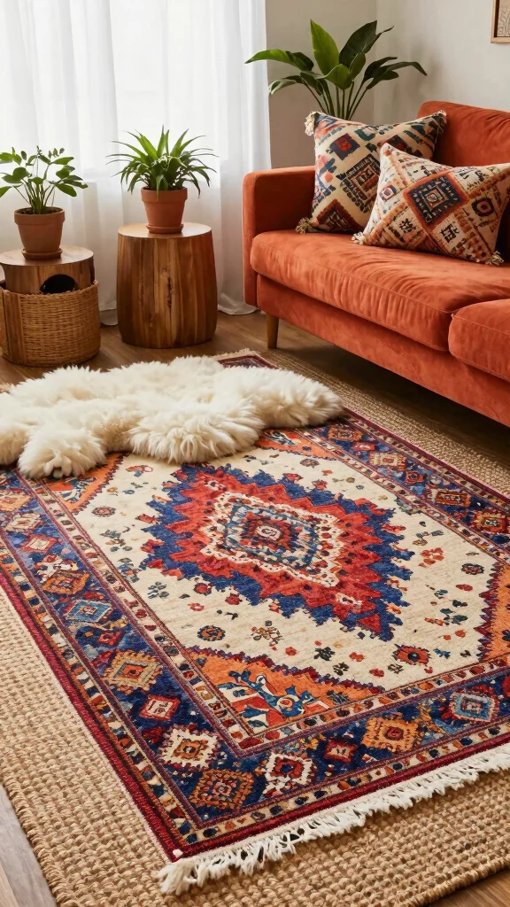 10 Ways to Style an 8x10 Rug in Your Living Room - 1. Layering Textures for Depth 1
