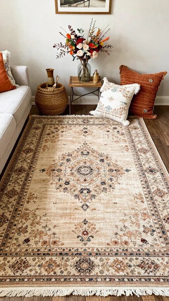 10 Ways to Style an 8x10 Rug in Your Living Room - 10. Seasonal Swaps for a Fresh Look 1