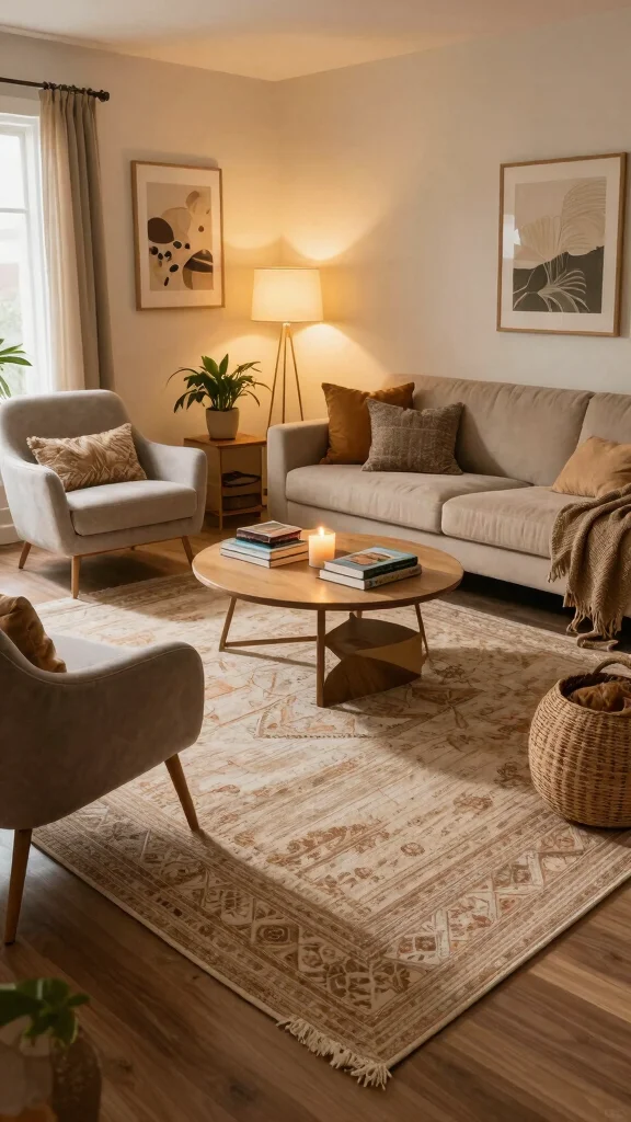10 Ways to Style an 8x10 Rug in Your Living Room - 2. Create a Cozy Conversation Area 1