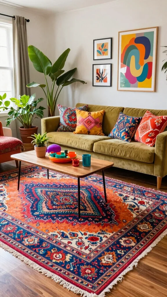10 Ways to Style an 8x10 Rug in Your Living Room - 5. Play with Color Combinations 1