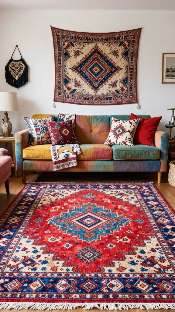 10 Ways to Style an 8x10 Rug in Your Living Room - 7. Mix and Match with Other Patterns 1