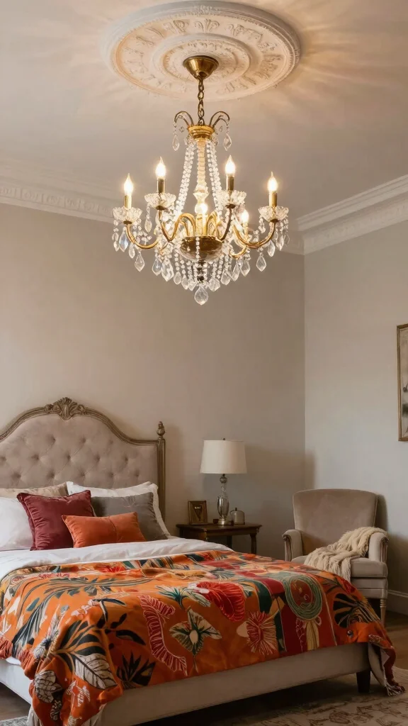 11 Bedroom Ceiling Lighting Ideas That Replace Boring Fixtures - 2. Vintage Chandeliers 1