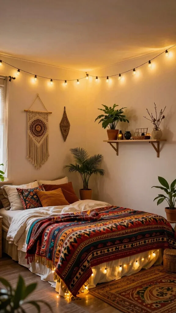 11 Bedroom Ceiling Lighting Ideas That Replace Boring Fixtures - 4. Bohemian String Lights 1
