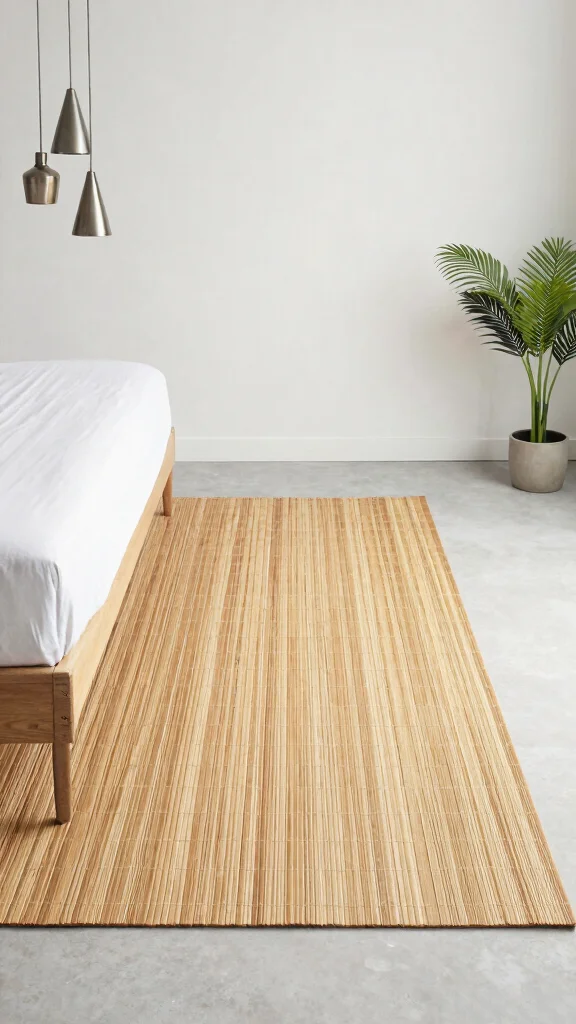 11 Bedroom Rug Ideas for Under the Bed That Feel Cozy and Finished - 11. Eco-Friendly Bamboo Rugs for Sleek Sophistication 1
