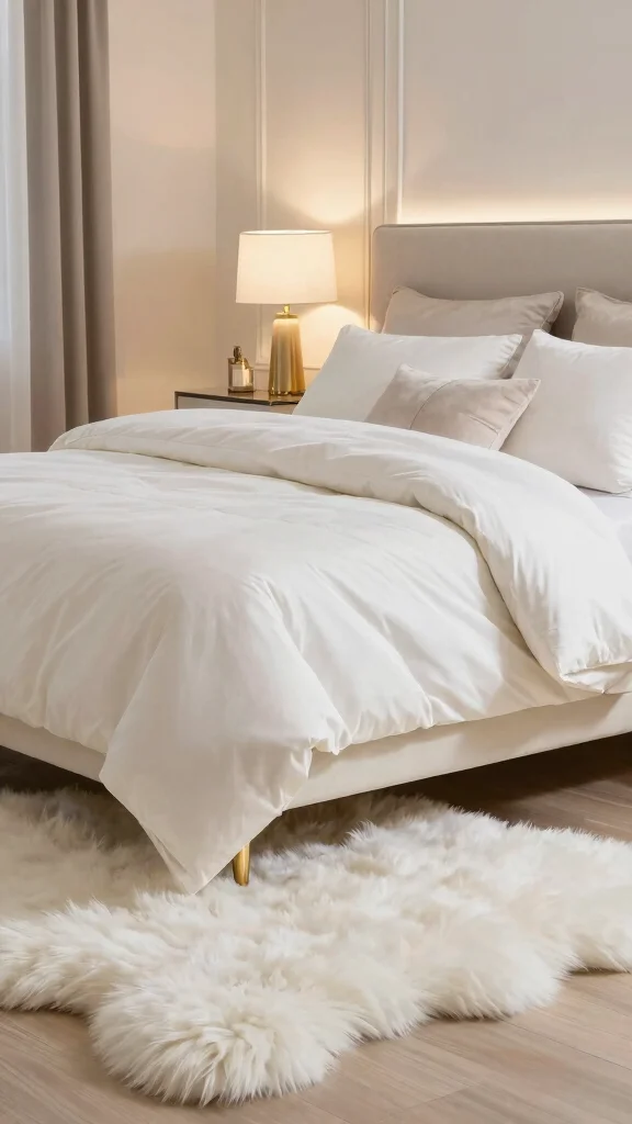 11 Bedroom Rug Ideas for Under the Bed That Feel Cozy and Finished - 6. Faux Fur Rugs for a Touch of Glam 1