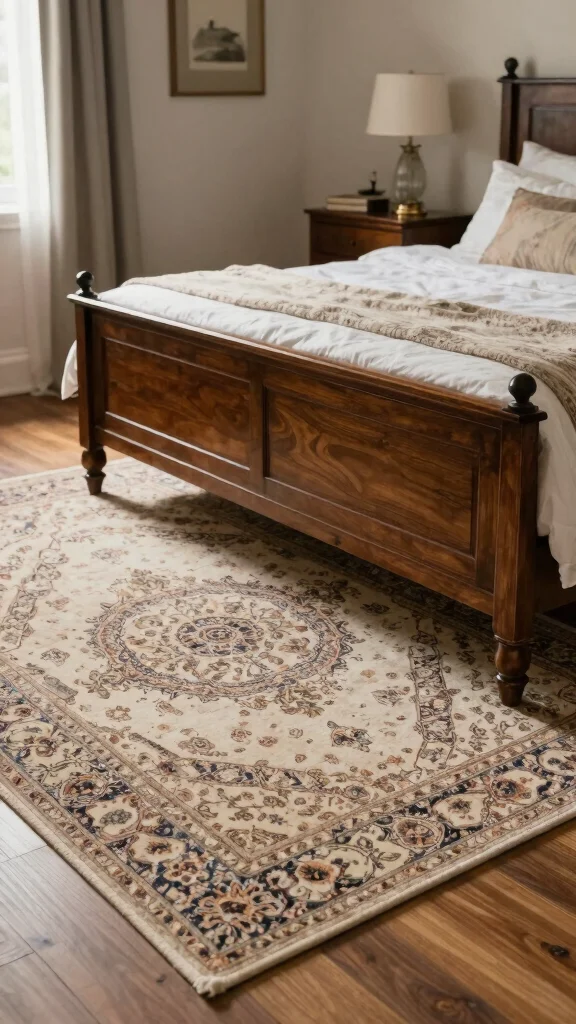 11 Bedroom Rug Ideas for Under the Bed That Feel Cozy and Finished - 7. Patterned Wool Rugs for Timeless Style 1