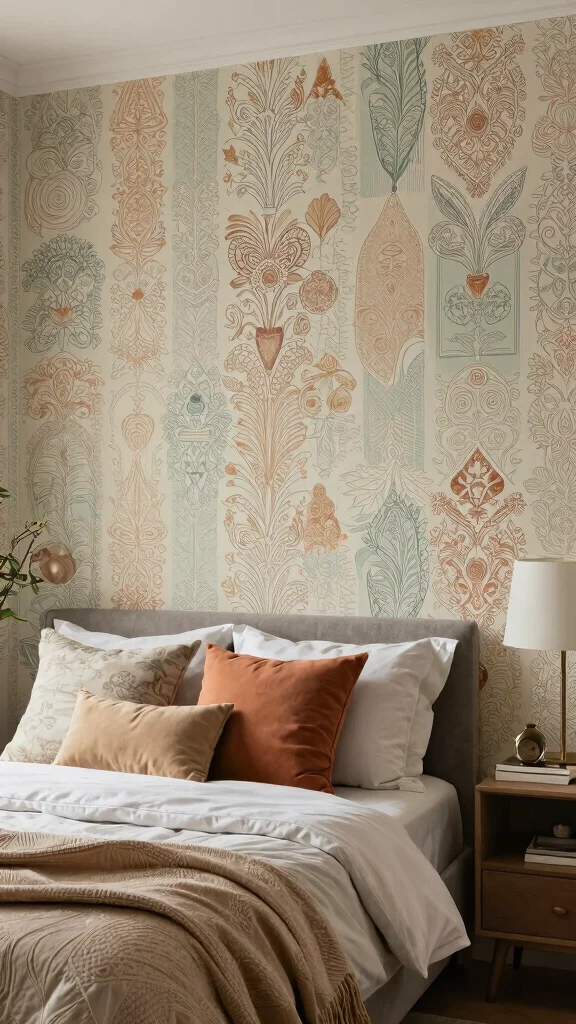 11 Bedroom Wallpaper Ideas That Transform a Plain Room - 10. Handmade Artistry 1