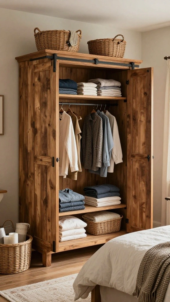 11 Bedroom Wardrobe Ideas for an Organized and Stylish Room - 10. Rustic Charm Wardrobes 1