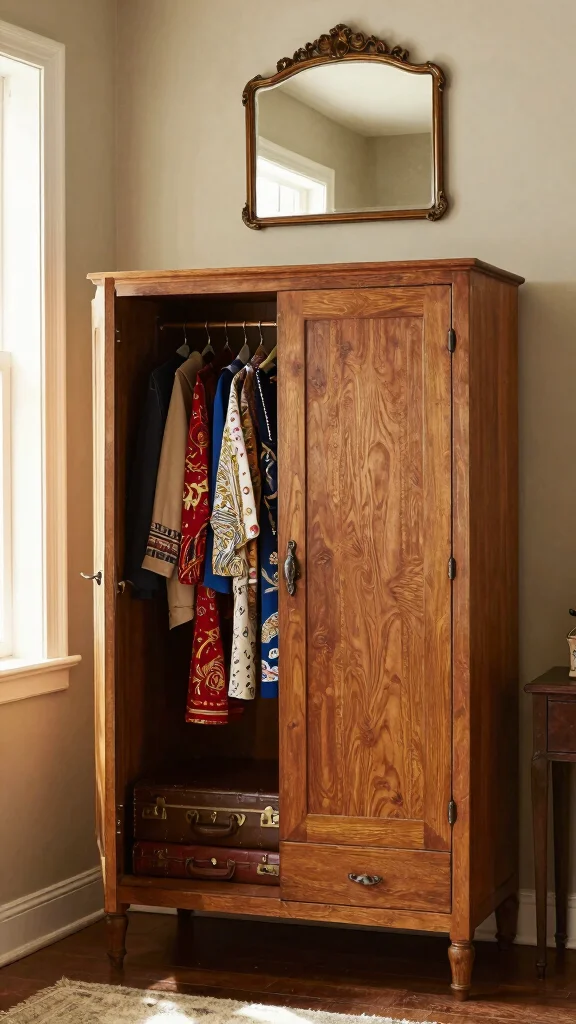 11 Bedroom Wardrobe Ideas for an Organized and Stylish Room - 3. Vintage-Inspired Wardrobe Solutions 1