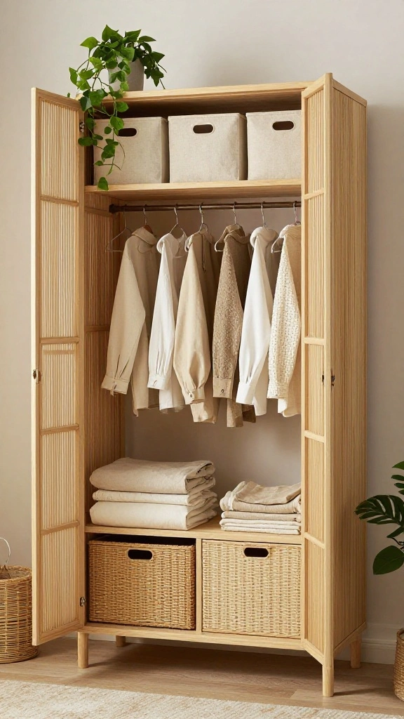 11 Bedroom Wardrobe Ideas for an Organized and Stylish Room - 8. Natural Fiber Wardrobes 1