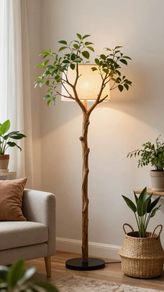 11 Floor Lamp Ideas for Living Rooms That Add Warmth and Height - 5. Nature-Inspired: Bringing the Outdoors In 1