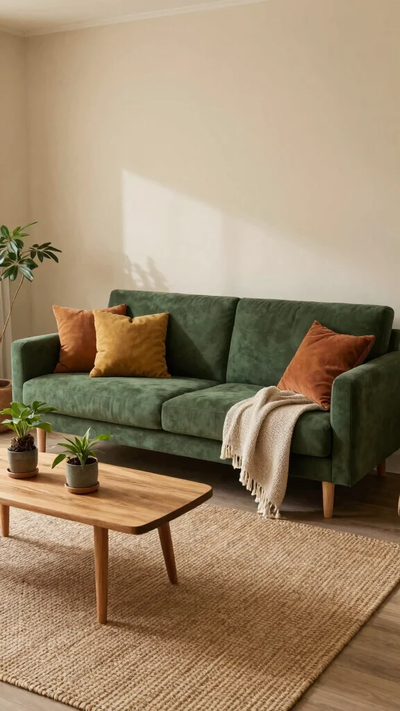 11 Green Sofa Living Room Ideas That Feel Fresh and Grounded - 1. Earthy Tones and Natural Textures 1