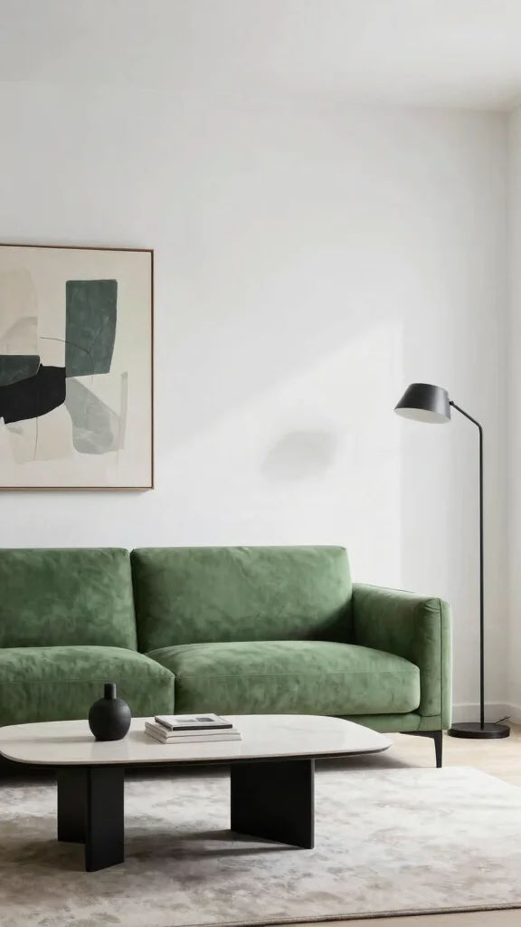11 Green Sofa Living Room Ideas That Feel Fresh and Grounded - 4. Modern Minimalism 1