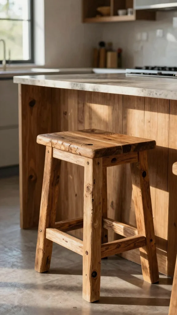 11 Kitchen Bar Stool Ideas for Style, Comfort, and the Right Height - 1. Reclaimed Wood Wonders 1