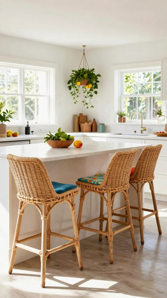 11 Kitchen Bar Stool Ideas for Style, Comfort, and the Right Height - 2. Stylish Wicker Stools 1