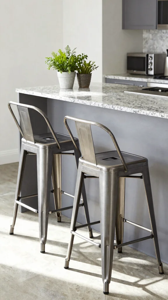 11 Kitchen Bar Stool Ideas for Style, Comfort, and the Right Height - 3. Sustainable Metal Stools 1