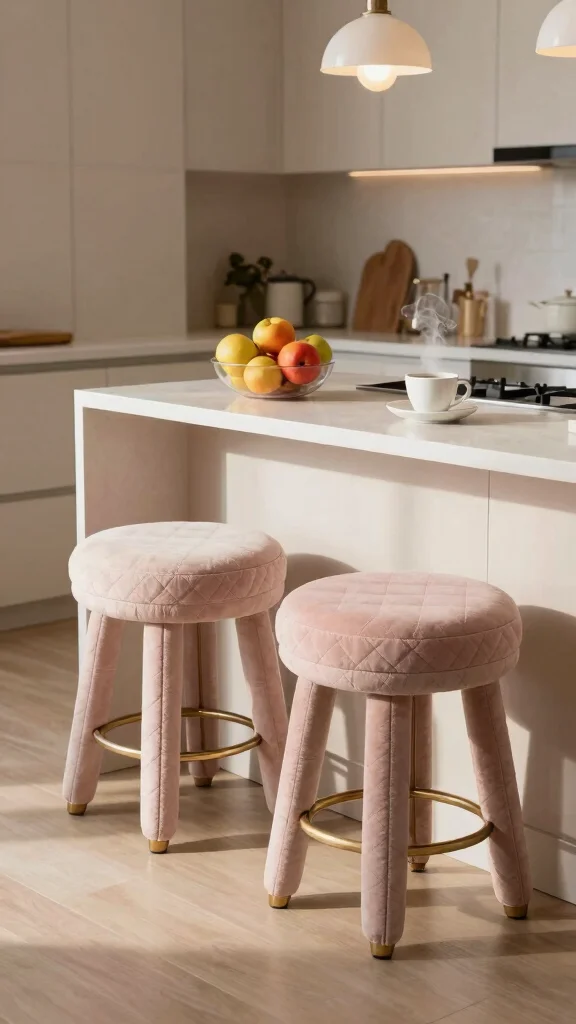 11 Kitchen Bar Stool Ideas for Style, Comfort, and the Right Height - 4. Quilted Upholstery for Comfort 1