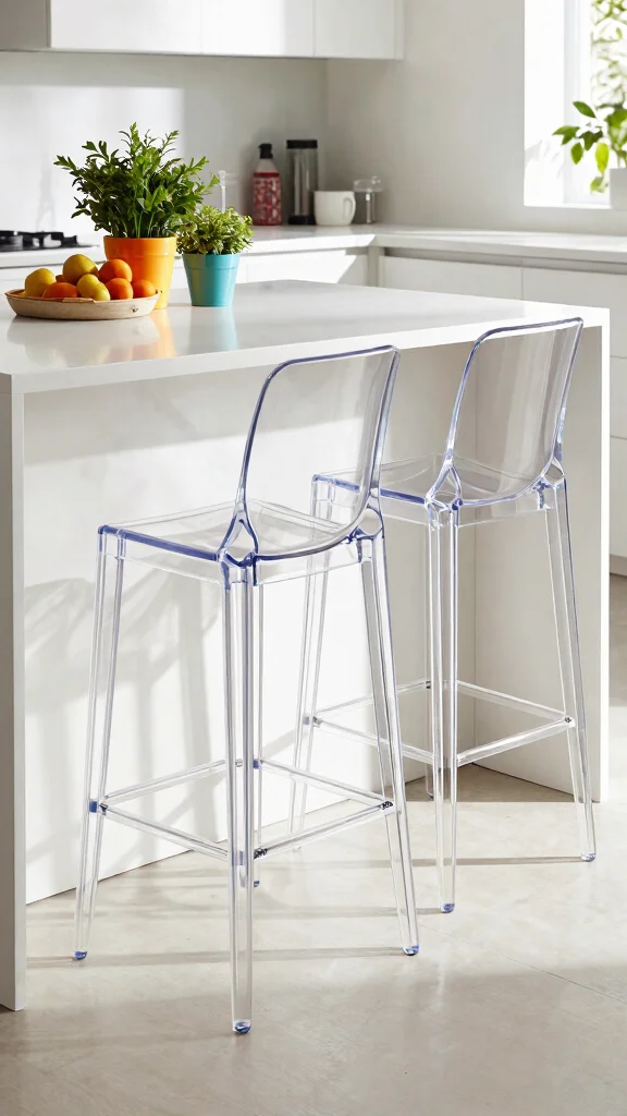 11 Kitchen Bar Stool Ideas for Style, Comfort, and the Right Height - 6. Sleek Acrylic Stools 1