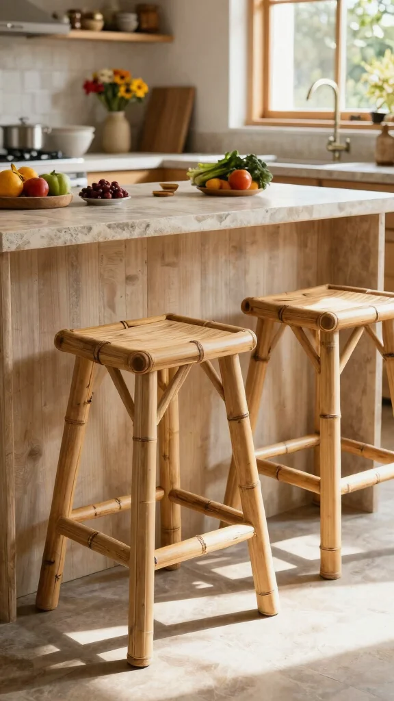 11 Kitchen Bar Stool Ideas for Style, Comfort, and the Right Height - 8. Eco-Friendly Bamboo Stools 1