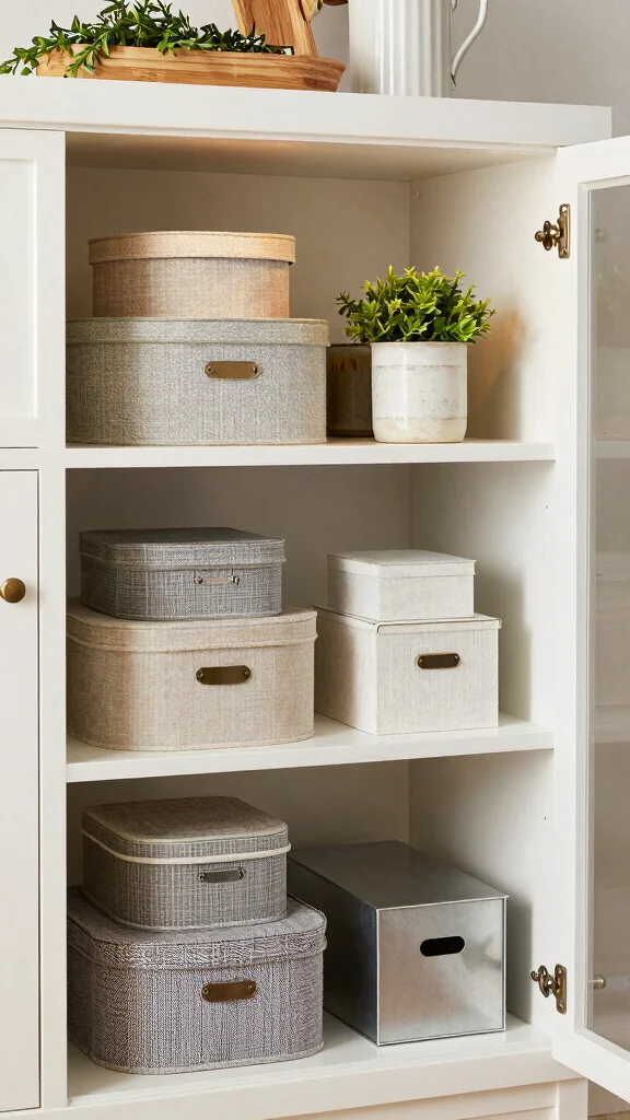 11 Kitchen Cabinet Organization Ideas That Make Every Inch Count - 11. Invest in Decorative Storage Boxes 1